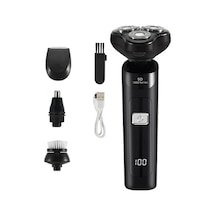 Elektrikli Lcd Dijital Ekran Üç Başlı Yüzen Tıraş Bıçağı Type-c Siyah