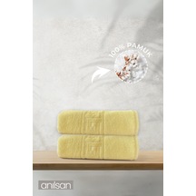 2'li Sarı Greek El Havlusu - 50x90 Cm, 225 Gr, %100 Pamuk, Spa Ve Otel Havlusu, Günlük Kullanıma Uygun Sarı
