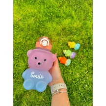 Smile Ayıcıklı Renkli 800 Ml Matara Su Şişesi Tritan Bpa Içermez Sticker Hediyeli Pembe Plastik Diğer