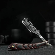 Tan Ahşap Saplı Bıçak Tıraş Jilet Profesyonel Berber Tıraş Makinesi Kaş Jilet 1 Razor Mkt