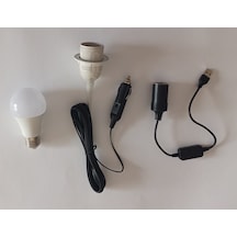 12volt 3 Lü Duy Seti 12v 9wat Ampul + 5 Metre Çakmaklıklı Duy + 5v Tan 12volta Boost Modül