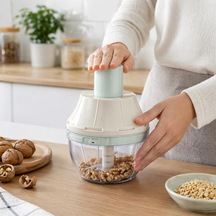 Basmalı El Rondosu 3 Bıçaklı Doğrayıcı Manuel Rondo Pratik Mutfak Doğrayıcı Sebze Soğan Sarımsak Parçalayıcı Paslanmaz Çelik Bıçaklı Mini Rondo Asorti