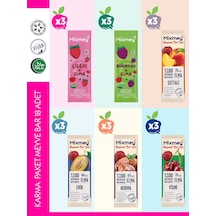 Mixmey Karma 3 Meyve Bar 18 Adet | Atıştırmalıklar – Vegan, Glutensiz, Koruyucusuz 20gr X 18 Adet