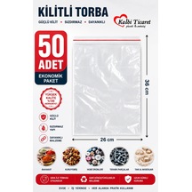 Kilitli Torba 26x36 Cm 50'li Kilitli Buzdolabı Poşeti Şeffaf Naylon Torba Kilitli Saklama Poşeti