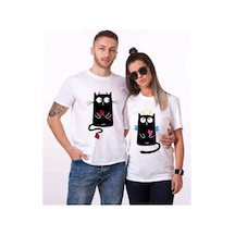 Tshirthane Angel Cat Devil Cat Sevgili Kombinleri Tshirt Kombini Beyaz