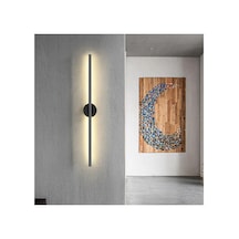 Netzy Modern Kablosuz Pilli Led Aplik, Siyah 70 Cm, Gün Işığı, 1 Adet 9v Pil Dahil, Montajsız Dekoratif Duvar Lamb Çok Renkli