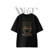 Thewert Ac Dc Kanon Tasarım Baskılı Ünisex Siyah Oversize T-shirt