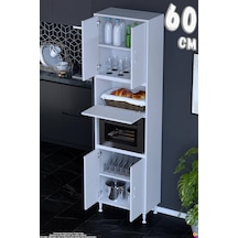 Işıl 60 Cm Mikrodalga/fırın Dolabı Kapaklı Orta Bölmeli Çok Amaçlı Kiler Banyo Dolabı 60x213x32 Cm Beyaz