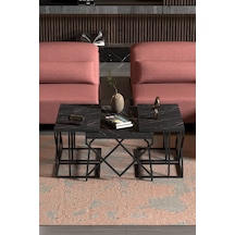 Orta Sehpa Ve Zigon Sehpa V Lüx 5'li Set Bendir Siyah