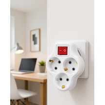 3 Çıkışlı Topraklı Priz Adaptörü Anahtarlı Diğer