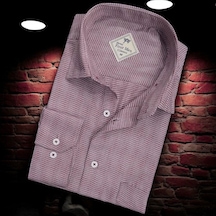 Linen Keten Klasik Uzun Kollu Bordo Erkek Gömlek Regular Kalıp -10096 Bordo
