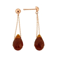 925 Ayar Gümüş Sallantılı Kahverengi Kristal Küpe - 12108202 Rose Gold