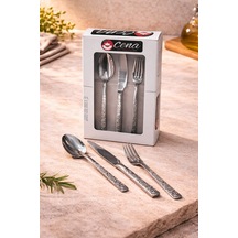 Cena 18 Parça Paslanmaz Çelik Çatal-kaşık-bıçak Seti 6 Kişilik Şık Sofra Takımı-284 Mor
