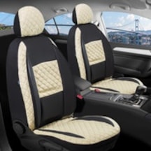 Audi 100 Serisi Deri Detaylı Oto Koltuk Kılıfı Ön Arka Set Alpine Siyah Bej Scr