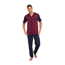 Kly Jakarlı Kısa Kol Önden Düğmeli Gömlek Erkek Pijama Takım 001