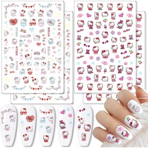 Sevimli Tırnak Sanatı Çıkartmaları, Karikatür Tırnak Çıkartmaları, 3d Kendinden Yapışkanlı Tırnak Sanatı Aksesuarları, Kadınlar İçin Sevimli Kedi Tırnak Çıkartmaları