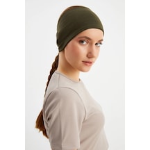 Kadın Çift Taraflı Kullanım Alternatifli Pamuklu Penye Kaymaz Hafif Spor Saç Bandı Bandana - Tek Ebat / Koyu Yeşil Koyu Yeşil
