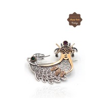 Midyat Nurtaş Gümüş Şahmaran İşlemeli 925 Ayar Gümüş Saf Telkari Broş 201023447