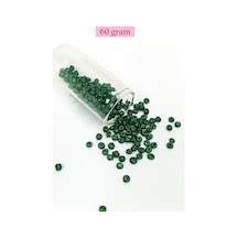 Dökme Cam Kum Boncuk Büyük Boy 6/0 4 Mm - 60 Gram - Koyu Yeşil - Bnc140