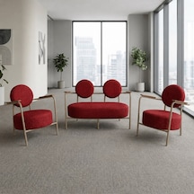 Venüs 2+1+1 Soft Kumaş Ofis & Büro İş Yeri Bekleme Koltuğu Takımı Cappuccino Metal İskelet - Kırmızı