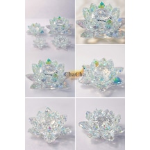 Chacha Home Kristal Nilüfer Çiçeği Obje & Mumluk - Lüks Cam Lotus Sehpa Ve Konsol Dekoru 15 Cm / 10 Cm / 8 Cm / 6 Cm 4'lü Set Büyük-orta-küçük-mini