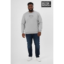 Süperlife Erkek Büyük Beden Milano İtalia Baskılı Bisiklet Yaka İnce Sweatshirt Spr26bsw956-9 Açık Gri Melanj