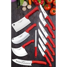 Lazbisa Silver Profesyonel Mutfak Et Ekmek Sebze Meyve Soğan Börek Şef Bıçak Seti 11'li
