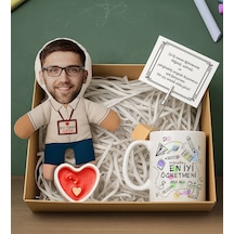 Bk Gift Kişiye Özel Erkek Öğretmen Bebek Yastık & Kupa Bardak & Mum & Notluk -4, Öğretmenler Günü, Öğretmene Hediye