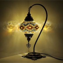 Mozaik Lamba Deve Boynu Otantik Bohem Abajur Başucu Lamba Amber