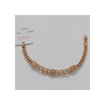 Xuping Vıp Kaliteli Antialerjik Üç Daire Labirent Motifli Zirkon Taşlı Rose Gold Bileklik Rose Gold