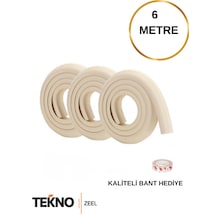 Teknozeel Kauçuk Krem Renk 6 Metre Kenar Koruyucu Bebek Çocuk Masa Koruma Darbe Engelleyici