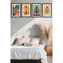 Kelebek Temalı Modern 4'lü Mdf Tablo Seti, Salon Oturma Odası Duvar Dekoru