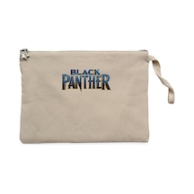 Black Panter Blue Text Krem Clutch Astarlı Cüzdan / El Çantası Krem