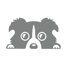 Köpek Araba Sticker 17x17 Cm Gri