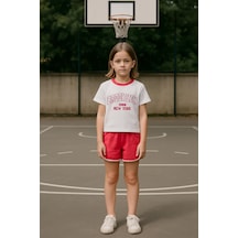 Kız Çocuk %100 Pamuklu Brooklyn Baskılı Şortlu Takım - Pembe 3-4 Yaş 8-9 Yaş Pembe