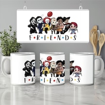 Korku Karakterleri Friends Tasarımlı Kupa Bardak - Eğlenceli Korku Film Karakterleri Koleksiyon Beyaz