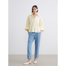 Lcw Jeans İndigo Beli Lastikli Paperbag Kadın Jean Pantolon