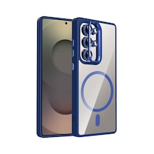 Zore Galaxy Uyumlu S25 Ultra Kılıf Standlı Ve Kamera Lens Hediyeli M-safe Şarj Özellikli Ogaa Etro Kapak - Laciv Lacivert