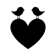 Kalbin Üzerinde Duran Iki Kuş Sticker