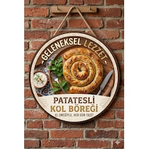Patatesli Kol Böreği Temalı Börekçiler Kahvaltıcılar Cafe İçin Ahşap Duvar Kapı Dekoratif Süs Tablo