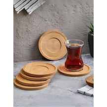 Orret Home 6adet Bambu Çay Tabağı, Çay Bardağı Altlığı, Estetik Sunum Sunumluk, Doğal Malzeme, Çevre Dostu Ve Şık Tasarım Yuvarlak 124-Pembe