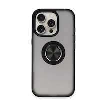 İphone 16 Pro Max Kılıf Montreal Yüzüklü Silikon Kapak - Siyah