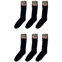6'Lı Siyah Çorap - 4 Mevsimlik Uzun Havacı Asker Çorabı - Asker M