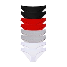 8 Adet Süper Eko Set Likralı Kadın Slip Külot Siyah Kırmızı Gri Beyaz Çok Renkli