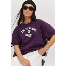 Unisex The Sunshine Baskılı Tasarım Tshirt Mor