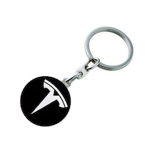 Tesla Logolu Metal Otomobil Anahtarlığı - Damla Baskılı