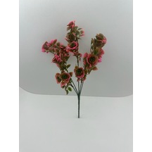 5 Dallı Yapay Çiçek Plastik Mini Gül Demeti Garnitür Ara Dal Dekoratif Yapay Bitki - Pembe