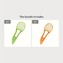 Chenkestoreone Yeşil Ve Turuncu Avakado Dilimleyici 3ü 1 Arada Pratik Ev Ve Dış Mekan Kullanımı Yeşil + Turuncu