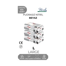 Nitril Beyaz Muayene Eldiveni L - 3 Paket 100 Lü