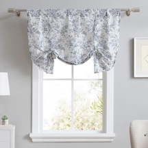 Home - Pamuk Fırfırlı, Ev Dekorasyonu İçin Şık Ve Hafif Pencere Dekorasyonu Annalise Floral Grey, 127 X 63,5 Cm